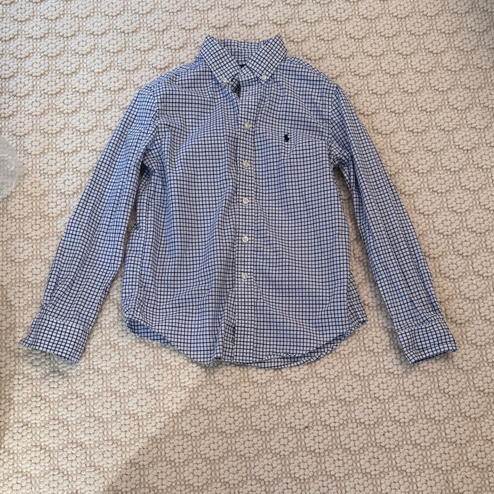 Ralph Lauren Blue Gingham Button Down Shirt